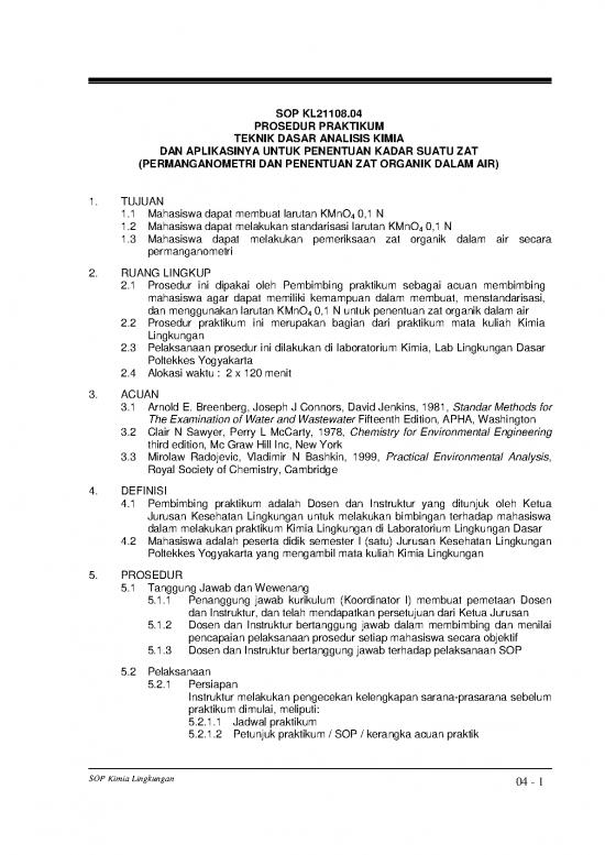 picture_Kimia Lingkungan Pdf 34304 | Sop 04 Prakt Permanganometri Dan Zat Organik