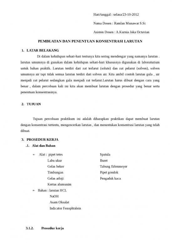 Laporan Percobaan 34358 Laporan Praktikum Kimia Konsentrasi Larutan