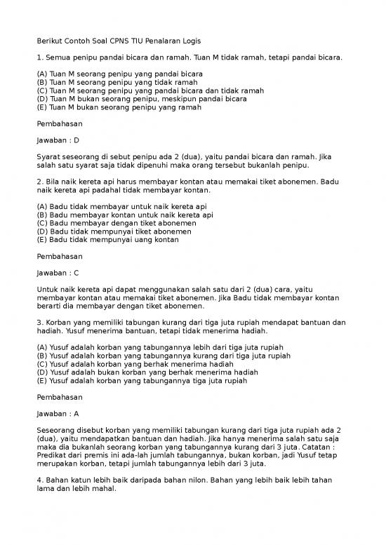 picture Kumpulan Soal Cpns Dan Jawabannya Pdf 37205 | Contoh Soal Cpns Tiu picture Kumpulan Soal Cpns Dan Jawabannya Pdf 37205 | Contoh Soal Cpns Tiu
