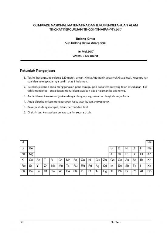 picture Soal Tes Pdf 38223 | Kimia Anorganik Nasional 2017