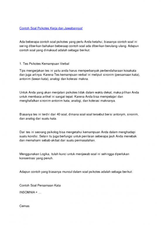 Soal Psikotes Pdf 36836 | Contoh Soal Psikotes Kerja