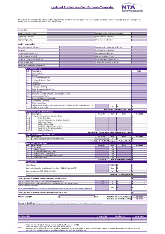 picture Free Excel Construction Templates 40289 | 016 B23 Upce Cmg Updated Preliminary Cost Estimate