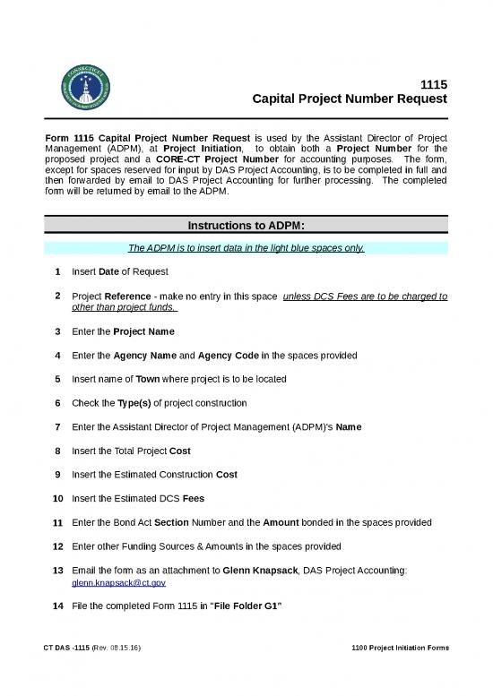 picture Excel Sample Sheet 40172 | 1115 Capital Project Number Request