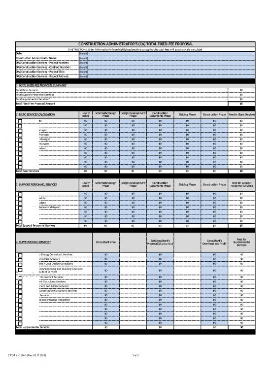 picture_Construction Template Excel 40173 | 1264 1 Ca Services Fee Proposal Template