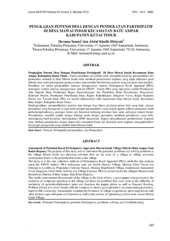 picture Pertanian Pdf 39138 | 30144 Id Pengkajian Potensi Desa Dengan Pendekatan Partisipatif Di Desa Mawai Indah Kecam