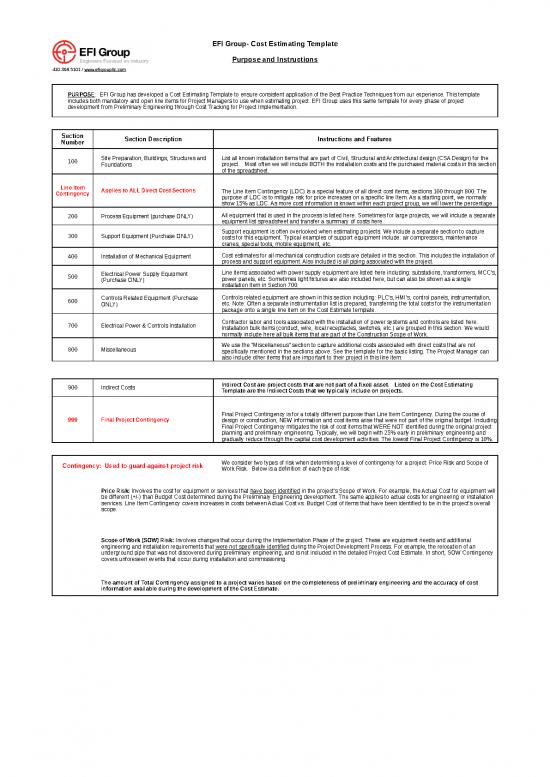 picture Cost Tracking Spreadsheet 40123 | Efi Group Cost Estimate For Mitigating Project Risk