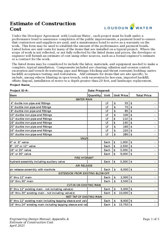picture Construction Template Excel 40280 | Estimate Constr Cost April 2021