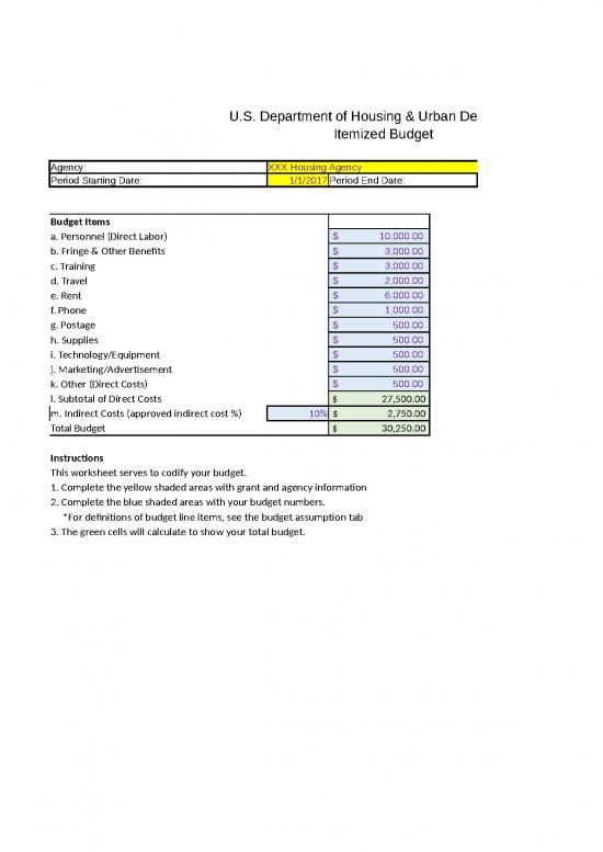 Budget Spreadsheet 40670 | Housing Counseling Budget Tracking Tool Sample