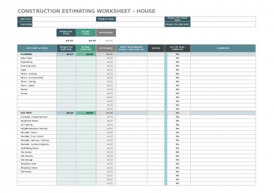 picture Construction Template Excel 40322 | Ic Construction Estimating Worksheet House 9094