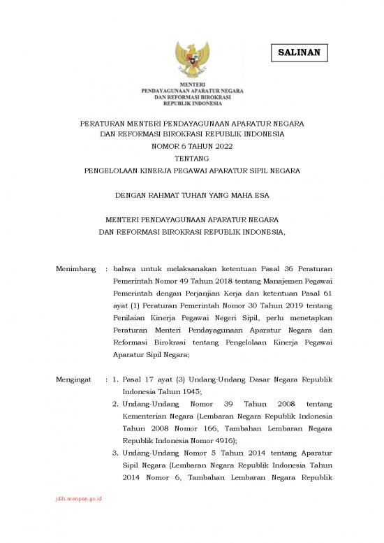 picture_Undang Undang Asn Terbaru Pdf 39089 | Peraturan Menteri Panrb Nomor 6 Tahun 2022