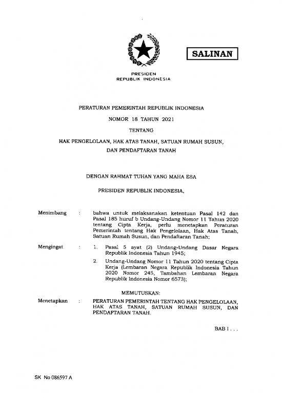 picture Cipta Kerja Pdf 39091 | Pp Nomor 18 Tahun 2021