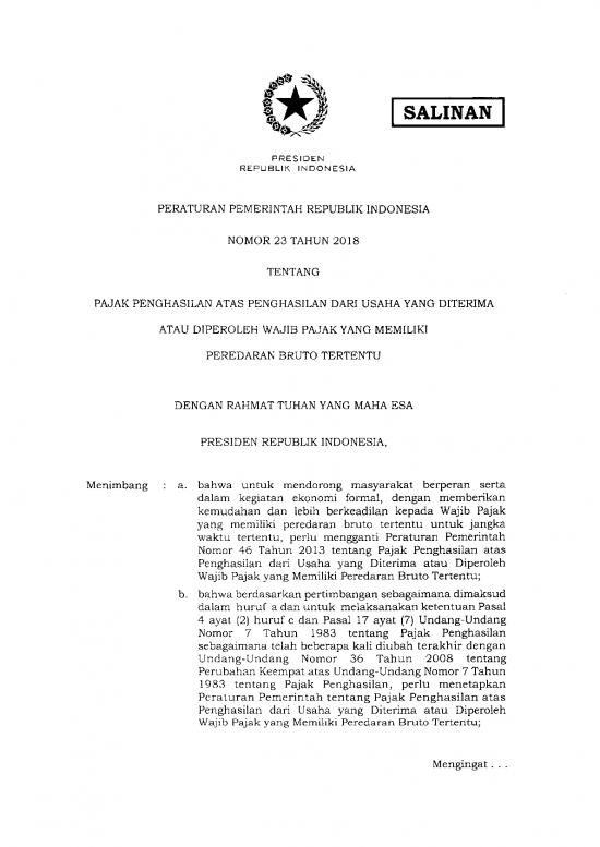 picture Ekonomi Pdf 39917 | Pp Nomor 23 Tahun 2018