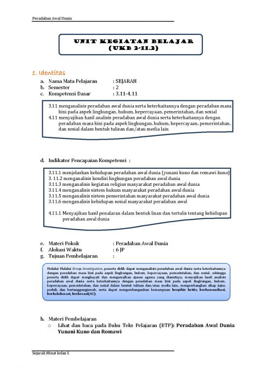 Hukum Pdf 39420 | Sejarah Minat Kls X B 1 Peradaban Awal Dunia