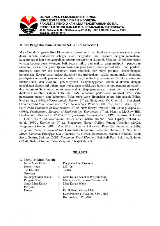 picture Ekonomi Pdf 38693 | Silabus Pengantar Ilmu Ekonomi