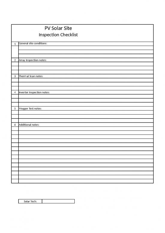 Attachment B Pv Site Inspection Checklist Punchlist And Annual