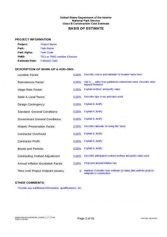 Excel Construction Company 40293 Classbconstructioncostestimate