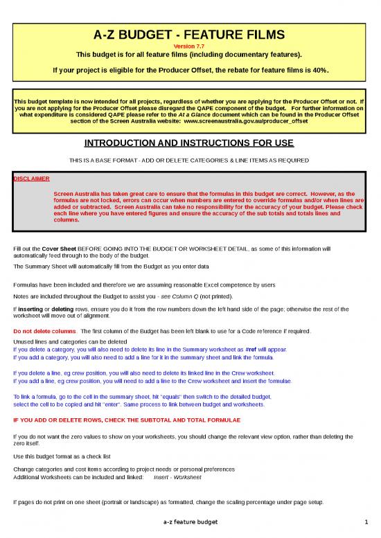 picture1_Budget Spreadsheet 40774 | A Z Feature Budget