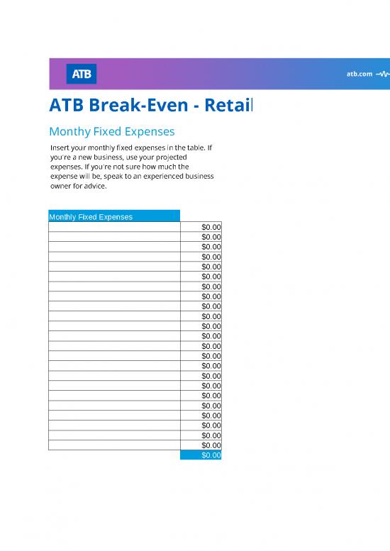 picture_Spreadsheet For Expenses 41681 | Atb Break Even Retail Business 2019