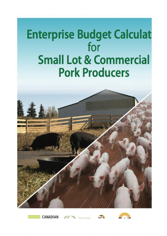 picture Budget Spreadsheet 40799 | Bc Pork   Enterprise Budget Calculator For Small Lot And Commercial Pork Producers