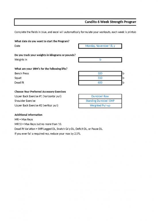 picture Excel Sample Sheet 41692 | Candito 6 Week Program