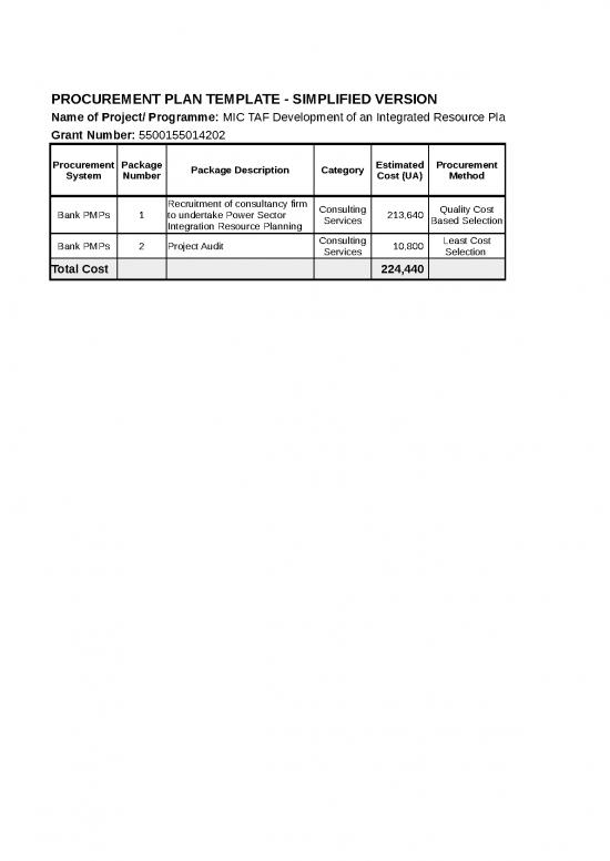 picture Cost Sheet Format In Excel 41348 | Copie De Seychelles Irp Energy Project Procurement Plan 2022