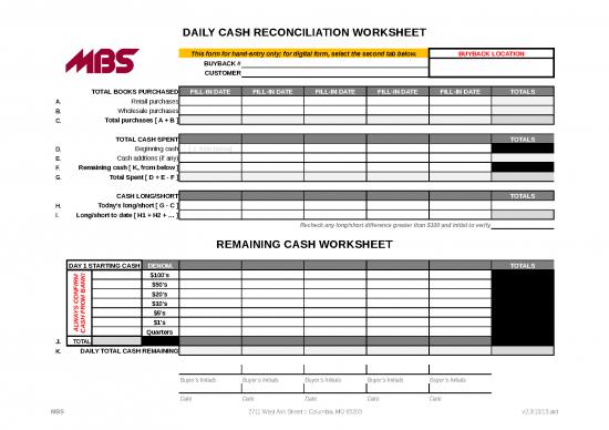 picture_Spreadsheet For Bills 41097 | Daily Cash Reconciliation Worksheet