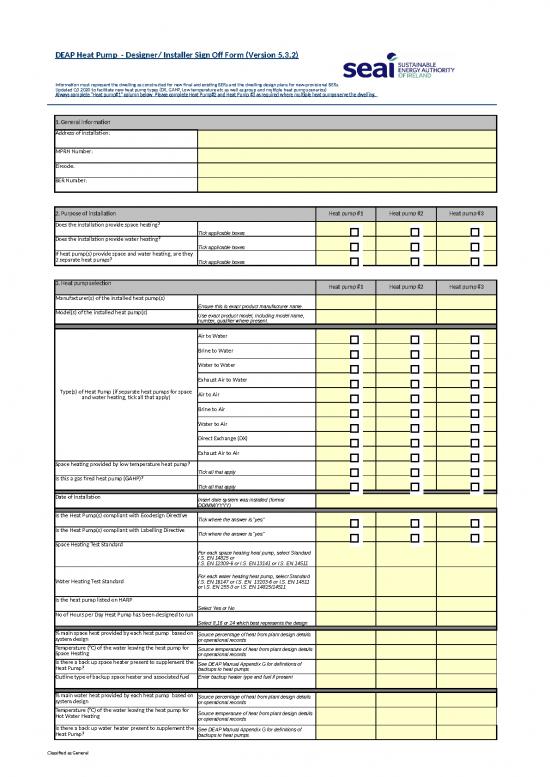 Excel Sample Sheet 42245 Designer Installer Sign Off Form 1