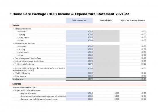 picture Spreadsheet For Expenses 40973 | Draft Aged Care Financial Report Expenditure Statement 2021 22 Draft Acfr Expenditure Statement 2021 22