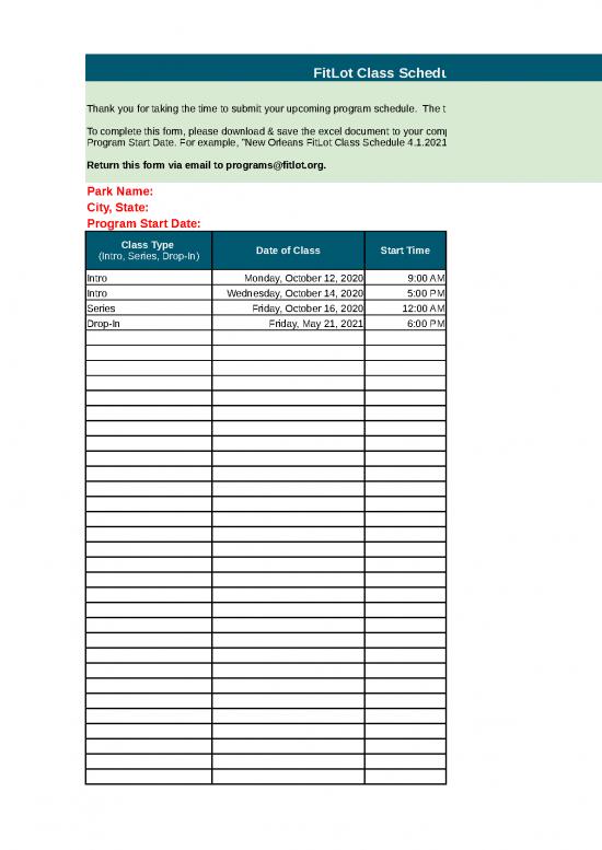 picture_Excel Sample Sheet 41219 | Fitlot Class Schedule Template