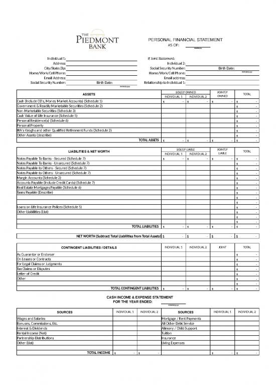 picture_Financial Spreadsheet 41628 | Personal Financial Statement