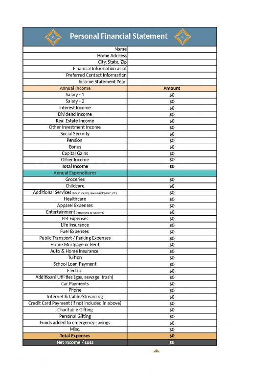 picture Spreadsheet For Expenses 41415 | Personal Financial Statement Fpcg Final