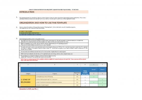 Excel Sample Sheet 41388 | Planning Sheet