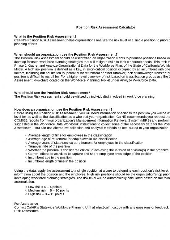picture Excel Sample Sheet 41366 | Position Risk Assessment Calculator