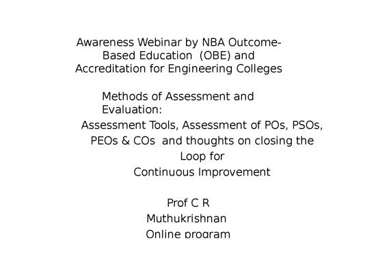 picture Ppt's C R Muthukrishnan Nba Awareness Webinar Outcomes Assessments Continuous Improvement