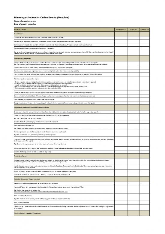 picture_Business Spread Sheet 41411 | Pre Planning Checklist For Online Events