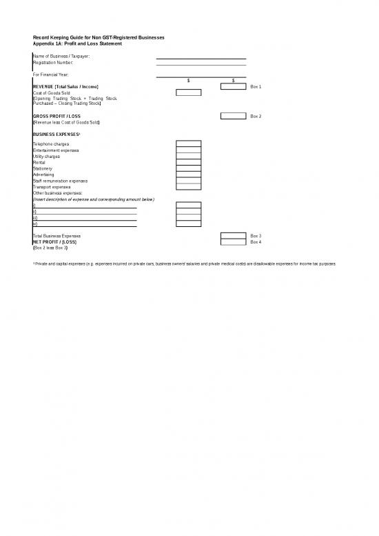 picture1_Business Expense Spreadsheet 40738 | Record Keeping Guide For Non Gst Registered Businesses Appendices