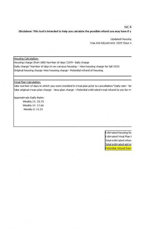 picture Estimate Template Excel 41315 | Refund Estimation Calculator