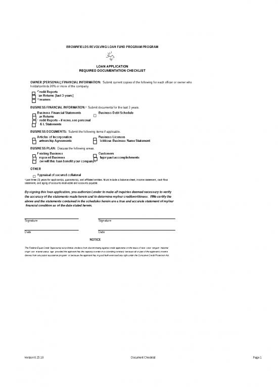 picture Financial Spreadsheet 41205 | Rlf Brownfields Loan Application
