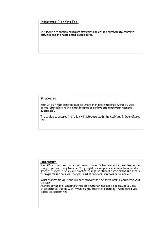 picture Excel Sample Sheet 41497 | Sia Integrated Planning Tool