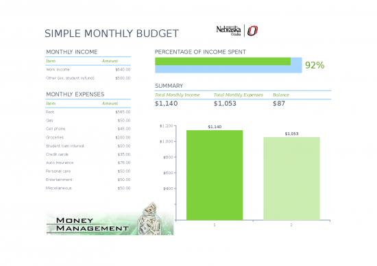 picture_Spreadsheet For Expenses 41071 | Simple Monthly Budget