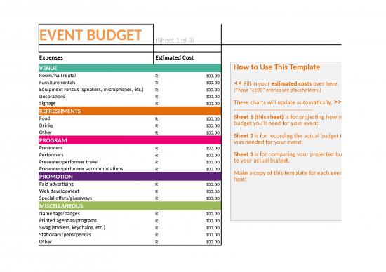 picture Spreadsheet For Expenses 41809 | Tool  Event Budget Template 2