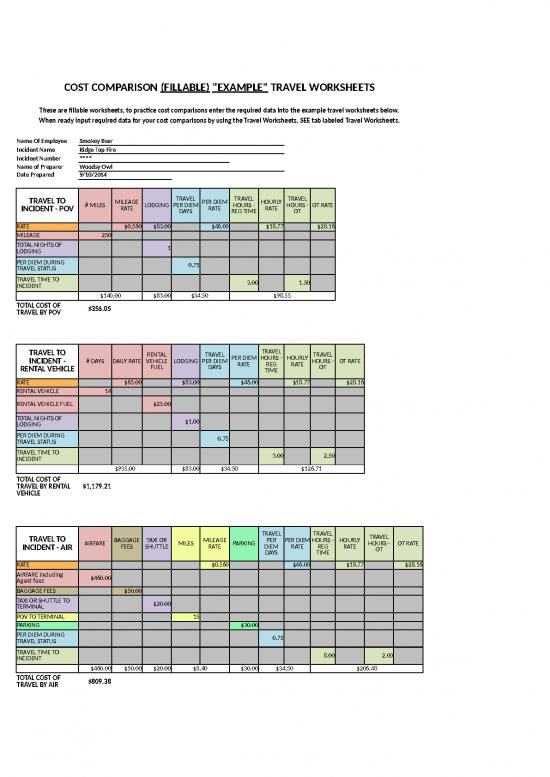 Comparison Sheet Format In Excel 42154 Travel Cost Comparison Worksheet