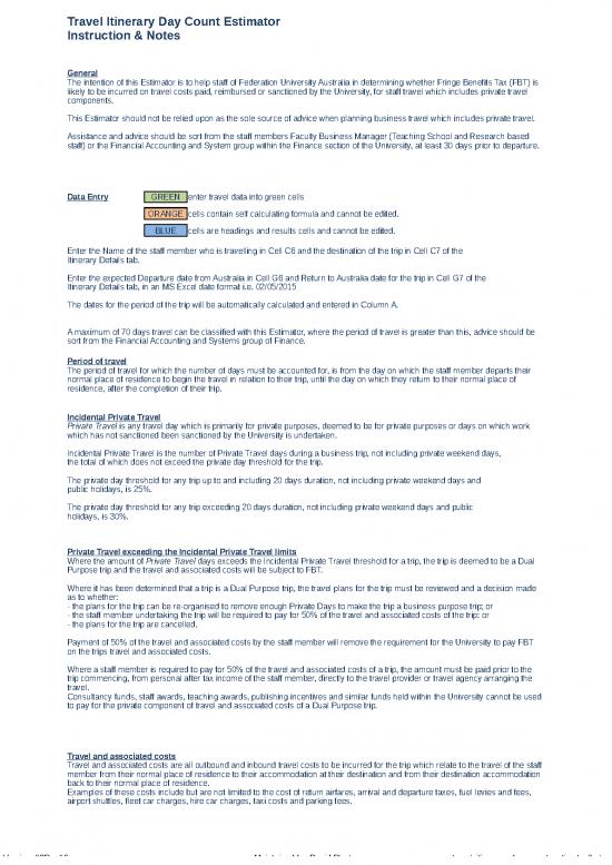 picture Financial Spreadsheet 41224 | Travel Itinerary Day Count Estimatov0