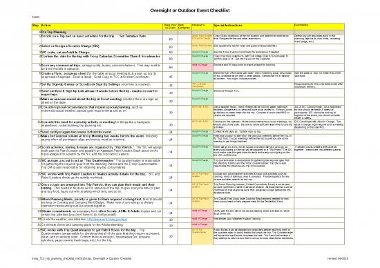 picture Excel Sample Sheet 41164 | Troop 713 Trip Planning Checklist Rev2016
