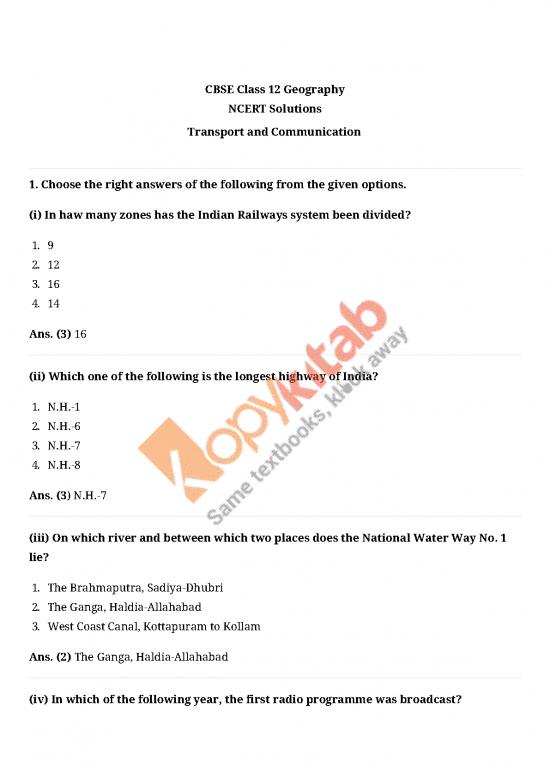 picture1_Transport And Communication Pdf 43656 | 12 Geography Ncert Solutions Ch10