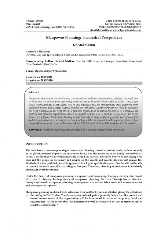 picture Manpower Planning Pdf 43790 | 15ime 56 2020 R P111 115