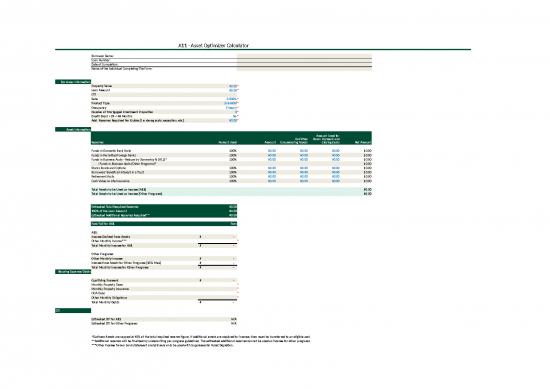 picture Investment Excel Template 43056 | 629a6f98f12fc35d093c3df7 A11 (asset Optimizer) Income Calculator 060322