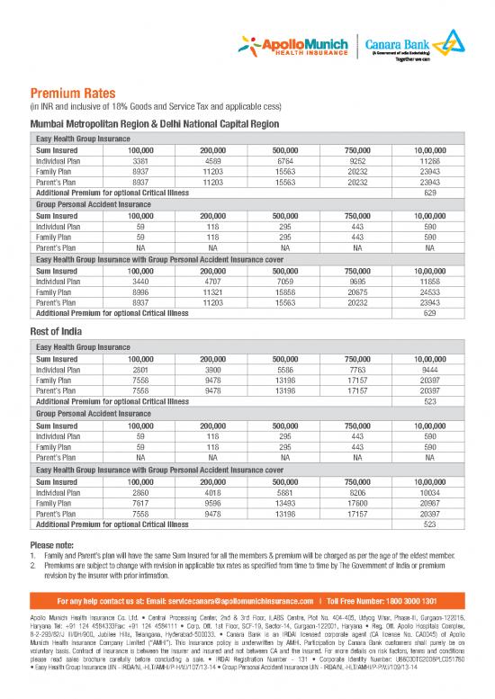 picture_Insurance Pdf 43962 | Canara Ratecard