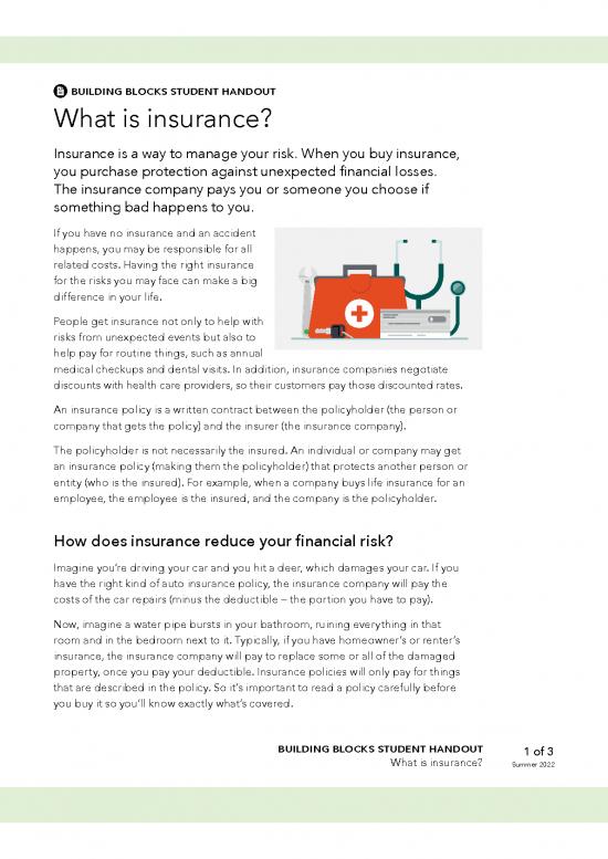 picture Insurance Pdf 44022 | Cfpb Building Block Activities What Is Insurance Handout