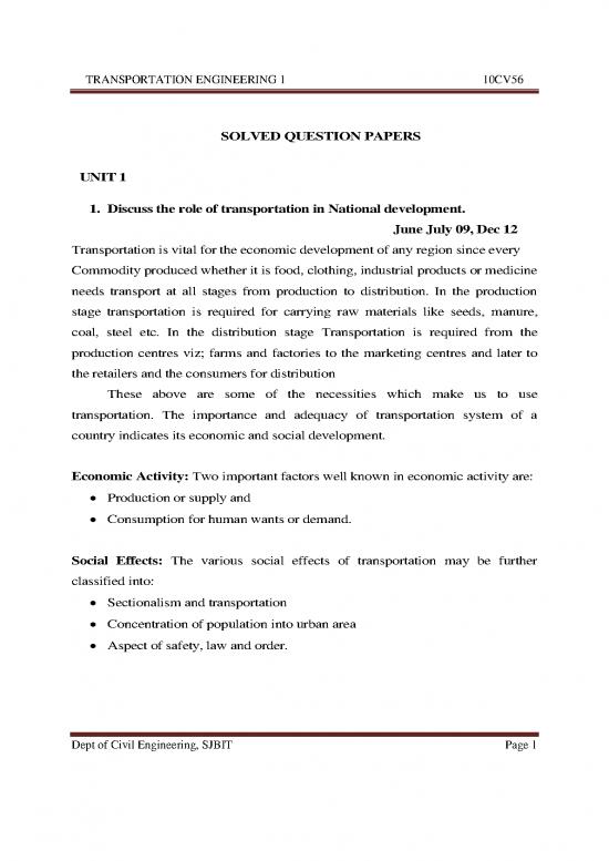 picture Transportation Engineering Pdf 43436 | Civil V Transportation Engineering I 10cv56 Solution